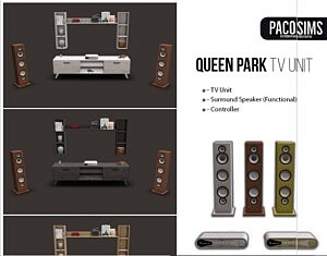 Queen Park Tv Unit and Surround System sims 4 cc