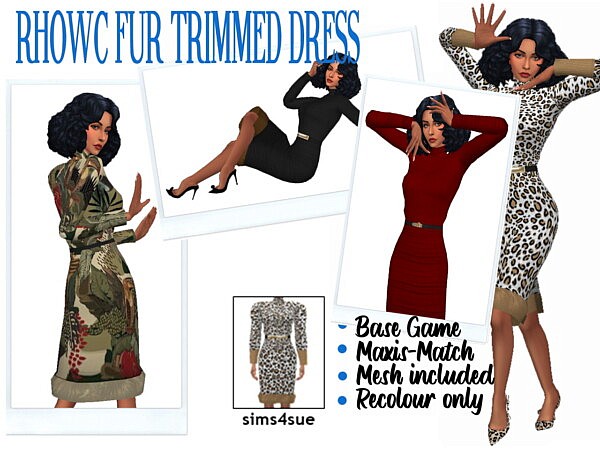 Rhowc’s Fur Trimmed Dress from Sims 4 Sue