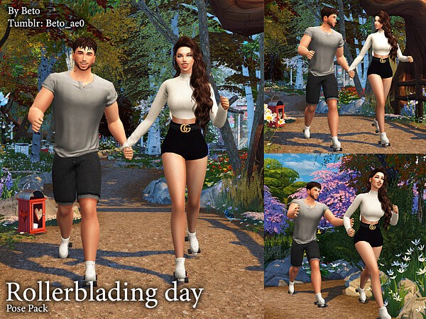 Rollerblading day Pose Pack sims 4 cc