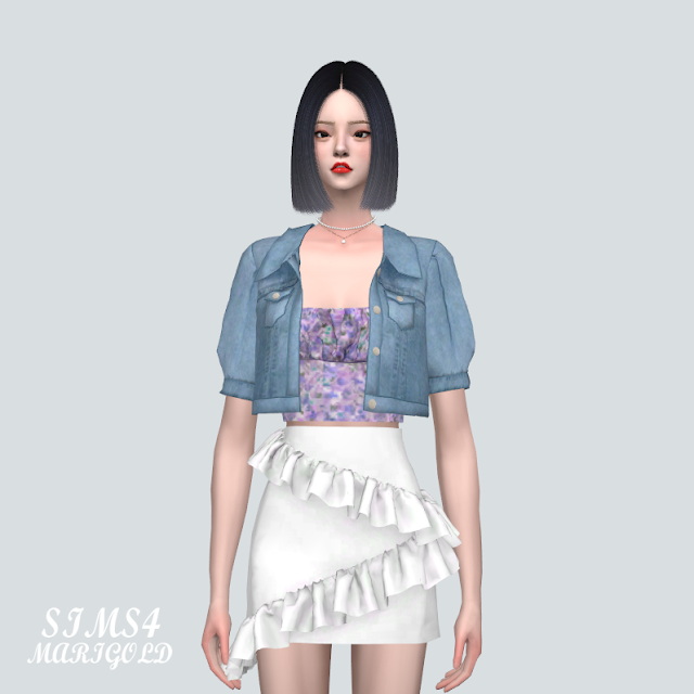 S Denim Jacket With S Crop Top from SIMS4 Marigold • Sims 4 Downloads