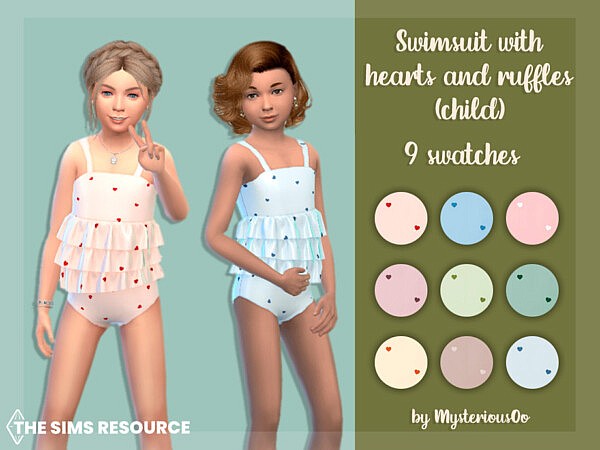 Swimsuit with hearts and ruffles
