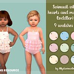 Swimsuit with hearts and ruffles sims 4 cc