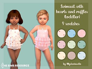 Swimsuit with hearts and ruffles sims 4 cc