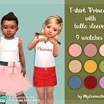 T Shirt Princess with tulle sleeves sims 4 cc