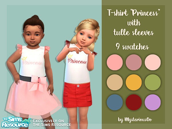 T Shirt Princess with tulle sleeves sims 4 cc