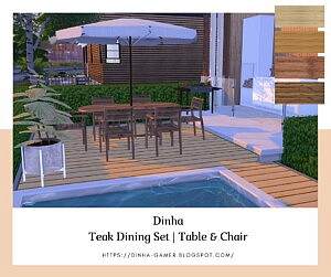 Teak Dining Set sims 4 cc