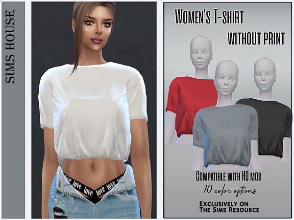 Womens T shirt without print by Sims House from TSR