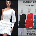 Womens linen dress with one sleeve sims 4 cc