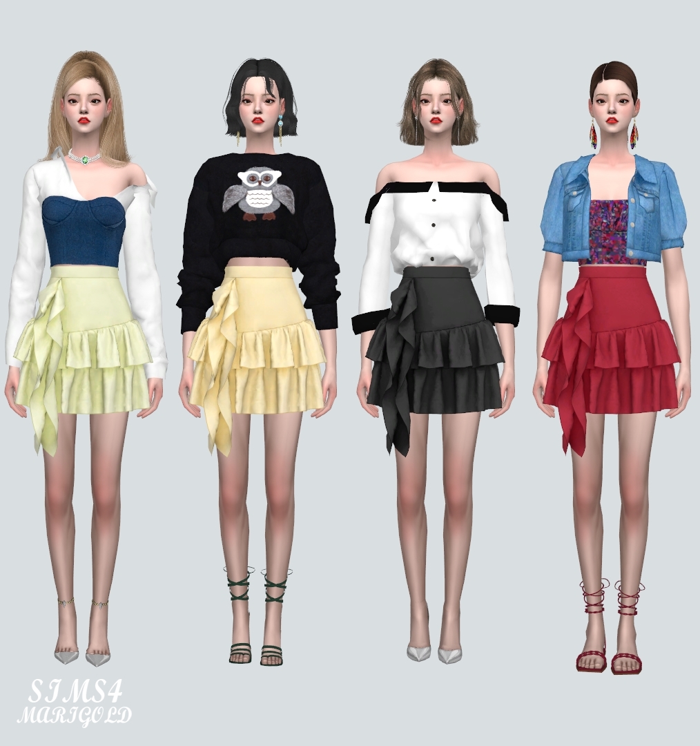 2 AA M Frill Mini Skirts from SIMS4 Marigold • Sims 4 Downloads