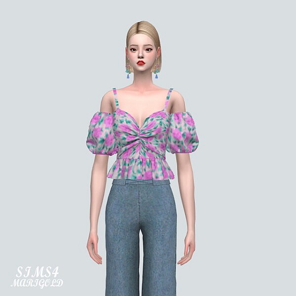 9 Shirring OS Blouse from SIMS4 Marigold