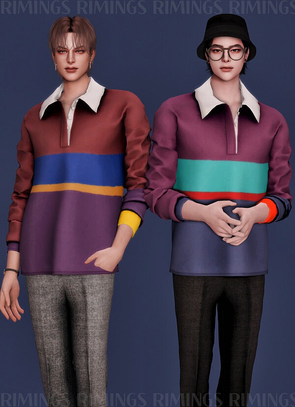 Match Colors Collar T shirts and Slim Fit Slacks from Rimings