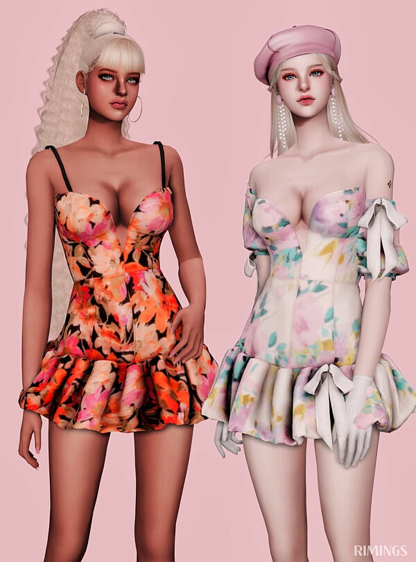 Floral off shoulder Mini Dress and Floral Sleeveless strap Mini Dress from Rimings
