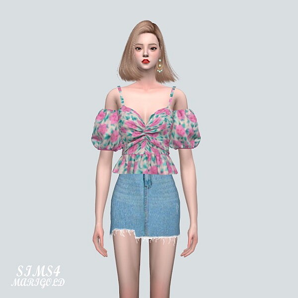9 Shirring OS Blouse from SIMS4 Marigold