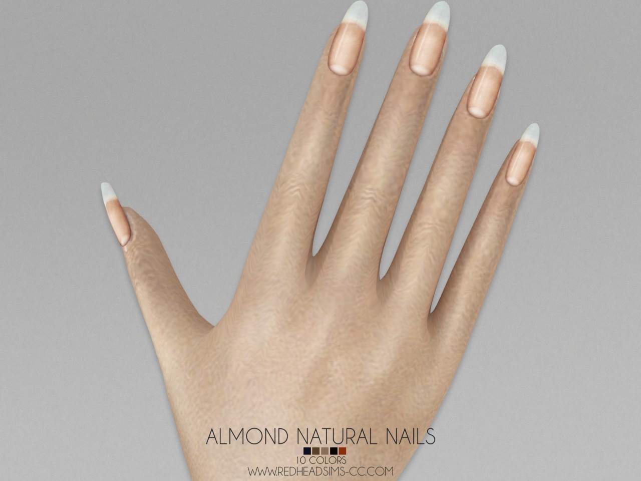 Almond Natural Nails from Red Head Sims • Sims 4 Downloads