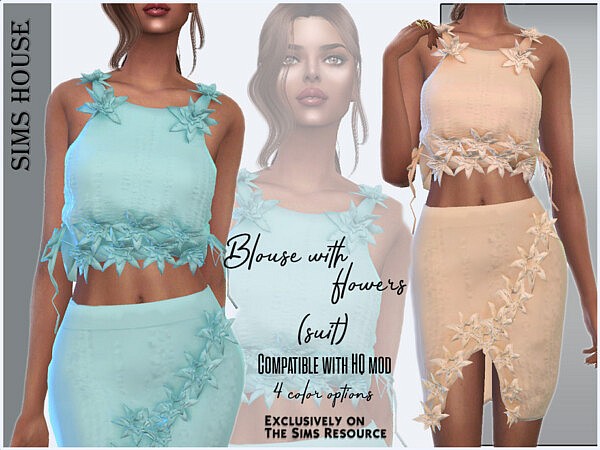 Blouse with flowers by Sims House from TSR