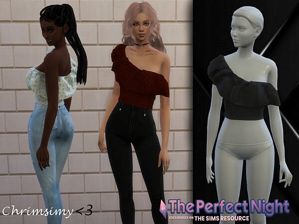 The Perfect Night Cold Shoulder Ruffle Top by chrimsimy from TSR