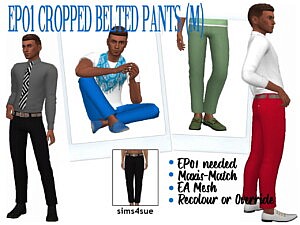 Croped Belted Pants sims 4 cc