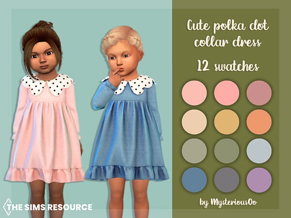 Cute polka dot collar dress by MysteriousOo from TSR