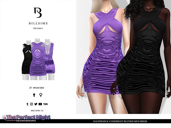 Halterneck Underbust Ruched Mini Dress by Bill Sims from TSR