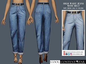 High Waist Jeans With Belt