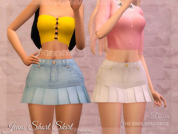 Jeans Short Skirt by Dissia from TSR