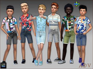 Jeans shorts and poloshirts for boys sims 4 cc