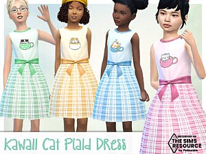 Kawaii Cat and Plaid Dress