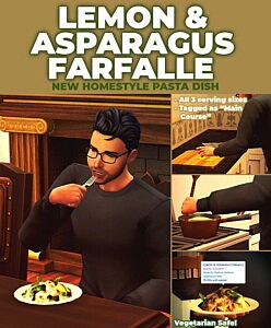Lemon and Asparagus Farfalle New Custom Recipe sims 4 cc