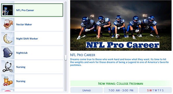 NFL Pro Career sims 4 cc