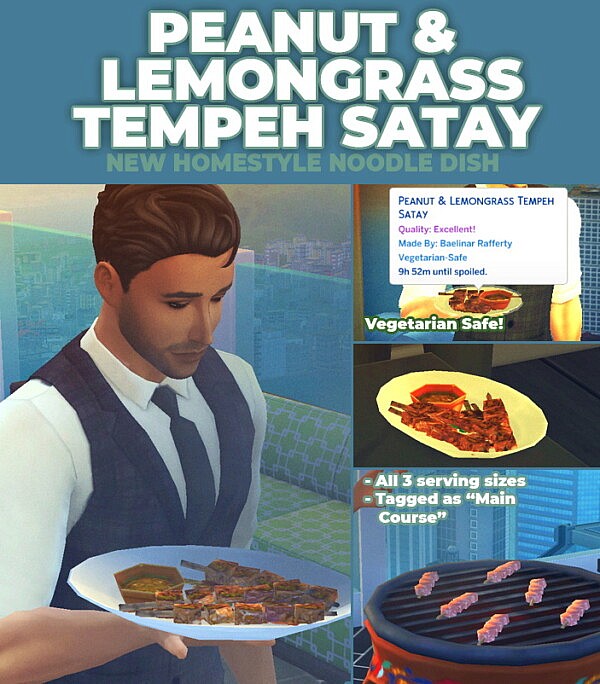 Peanut and Lemongrass Satay Skewers   New Custom Recipe by RobinKLocksley from Mod The Sims