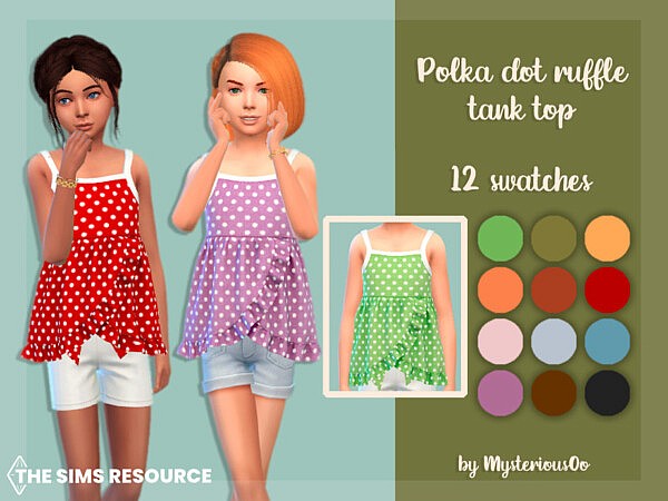 Polka dot ruffle tank top by MysteriousOo from TSR