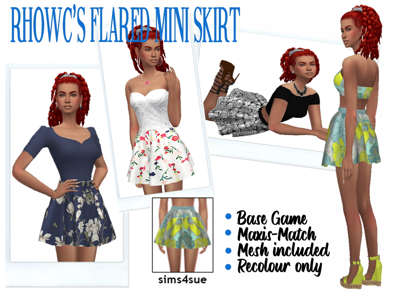 RHOWC’S Flared Mini Skirt from Sims 4 Sue