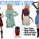 RHOWCS Pleated Skirt and Sweater sims 4 cc