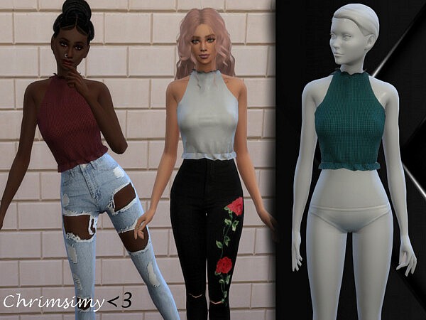Ruffle Halter Top by chrimsimy from TSR