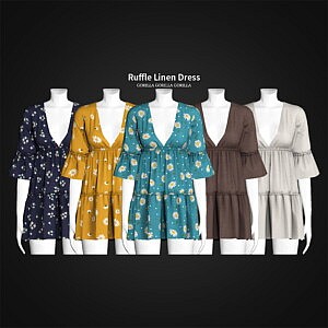 Ruffle Linen Dress sims 4 cc