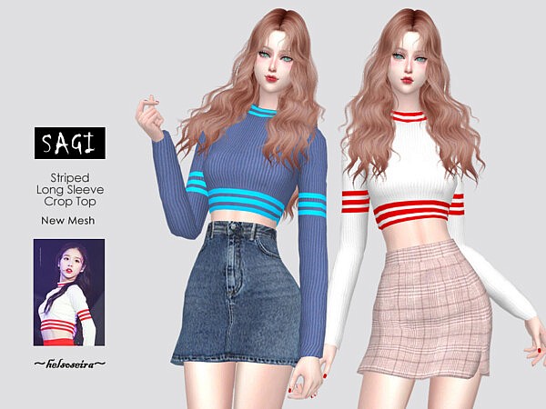 SAGI   Striped Crop Top by Helsoseira from TSR