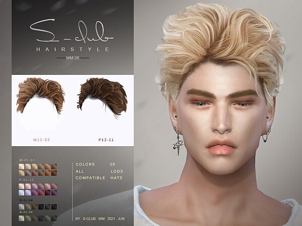 Short curly hair for male by S Club from TSR