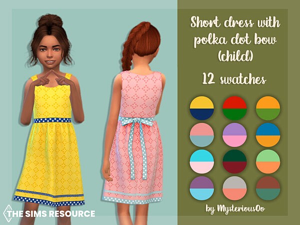 Short dress with polka dot bow for child by MysteriousOo from TSR