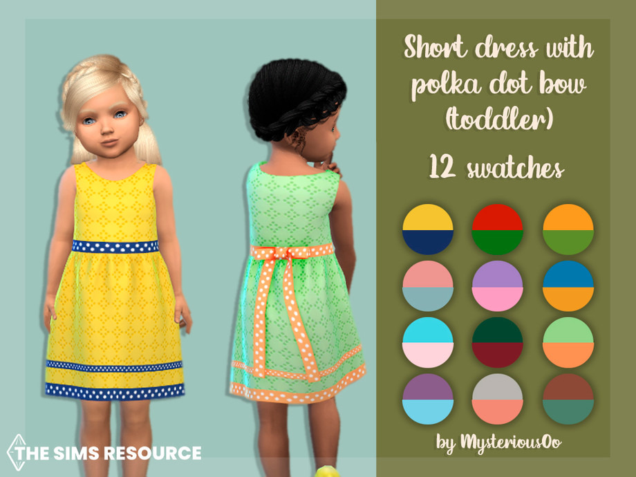 Short dress with polka dot bow by MysteriousOo from TSR • Sims 4 Downloads