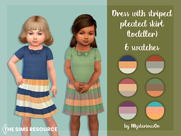 Short dress with striped pleated skirt by MysteriousOo from TSR