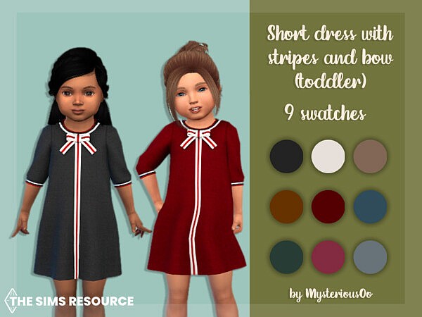 Short dress with stripes and bow by MysteriousOo from TSR