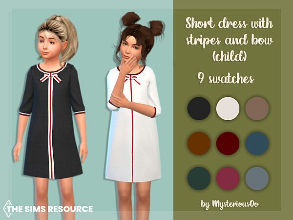 Short dress with stripes and bow child by MysteriousOo from TSR