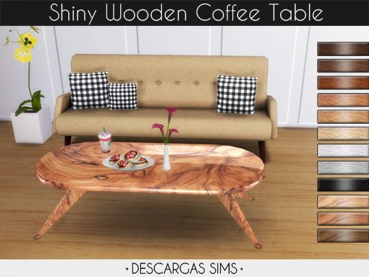 Shiny Wooden Coffee Table from Descargas Sims