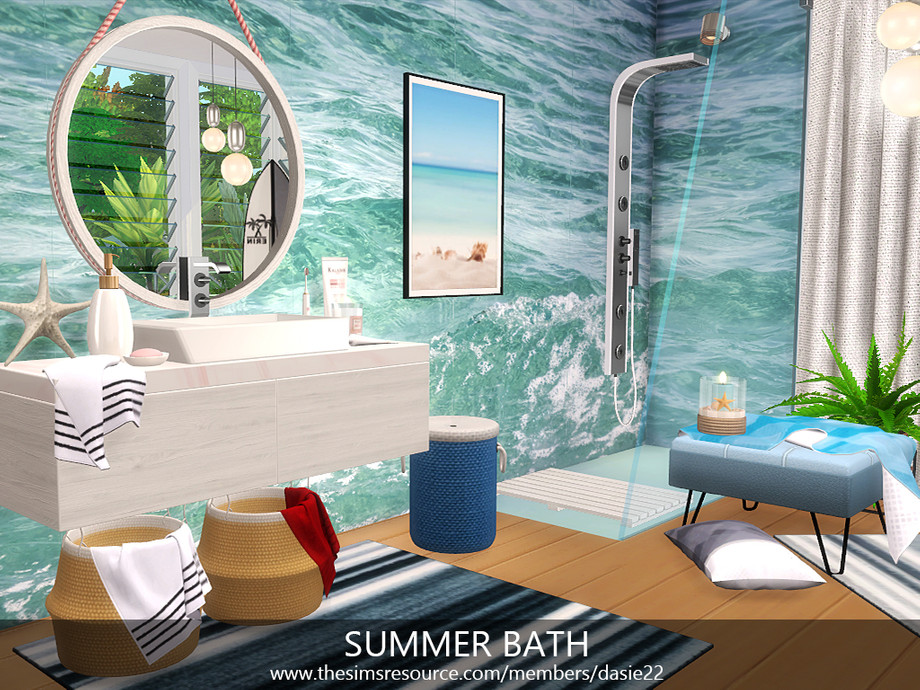 Summer coastal bathroom by dasie2 from TSR • Sims 4 Downloads
