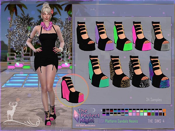 The Perfect Night Platform Sandals Neonis by DanSimsFantasy from TSR