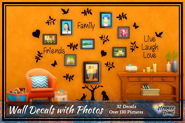 Wall Decals with Photos sims 4 cc