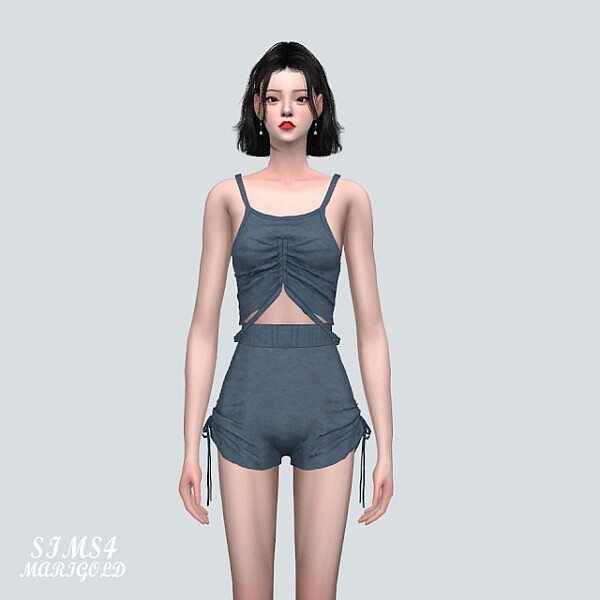 Shirring S Crop Top With S Hot Pants from SIMS4 Marigold