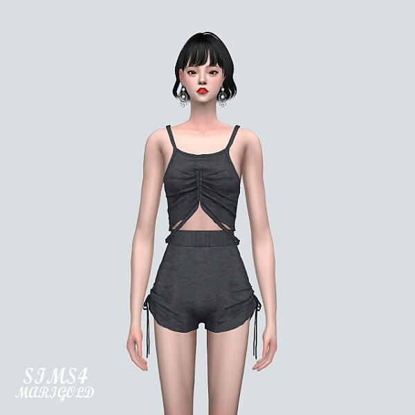 Shirring S Crop Top With S Hot Pants from SIMS4 Marigold