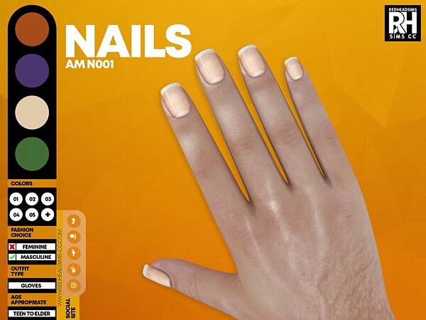 AM Nails N001 from Red Head Sims