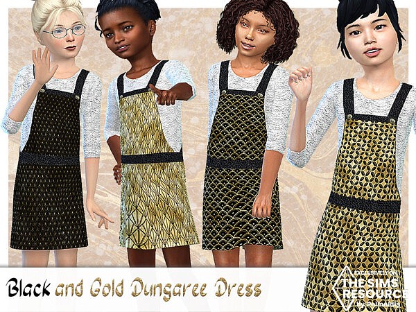 Black and Gold Dungaree Dress by Pelineldis from TSR